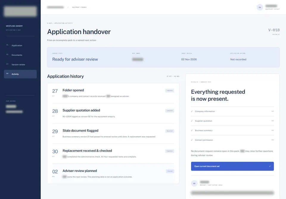 Application handover — identifying labels masked