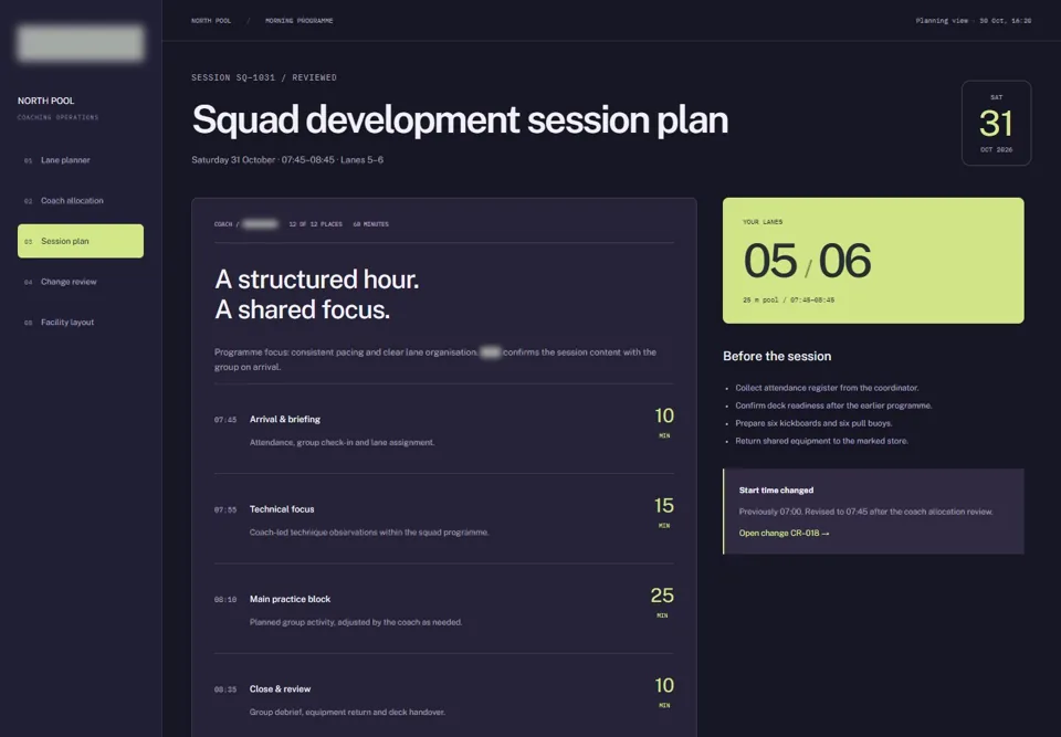 Squad development session plan — identifying labels masked
