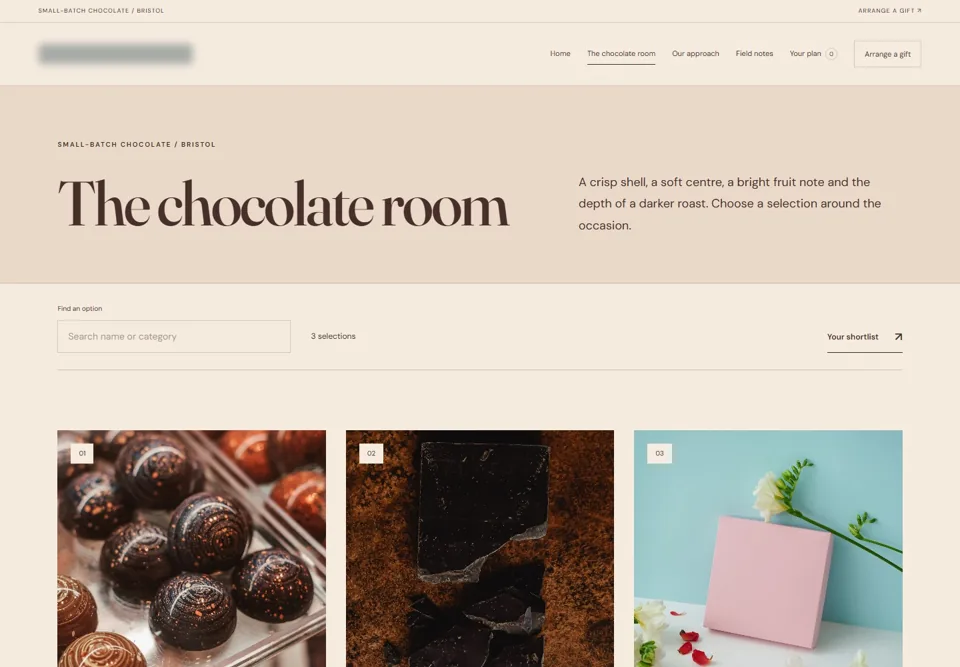 The chocolate room — identifying labels masked