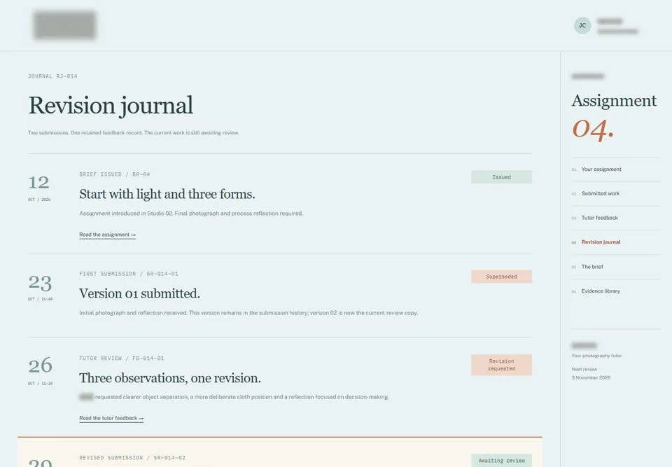 Revision journal — identifying labels masked