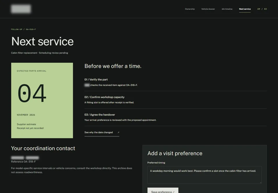 Next service — identifying labels masked