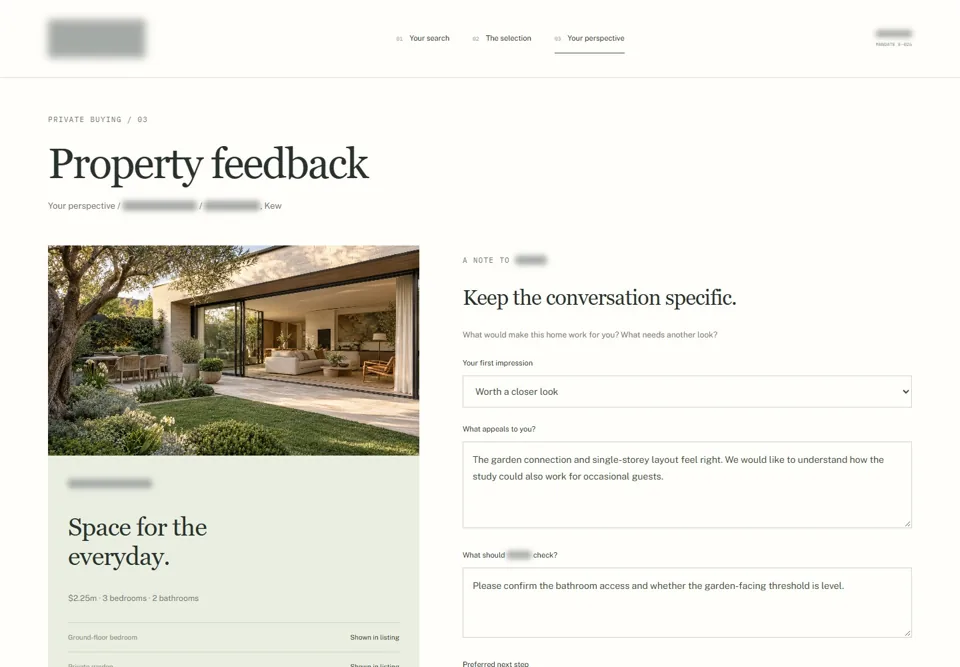 Your perspective on the Garden House — identifying labels masked