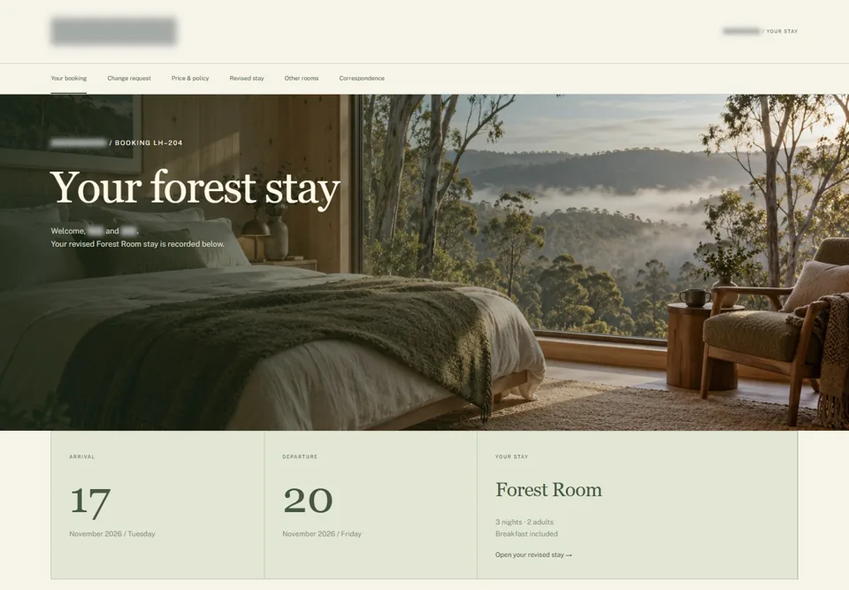 Your forest stay — identifying labels masked