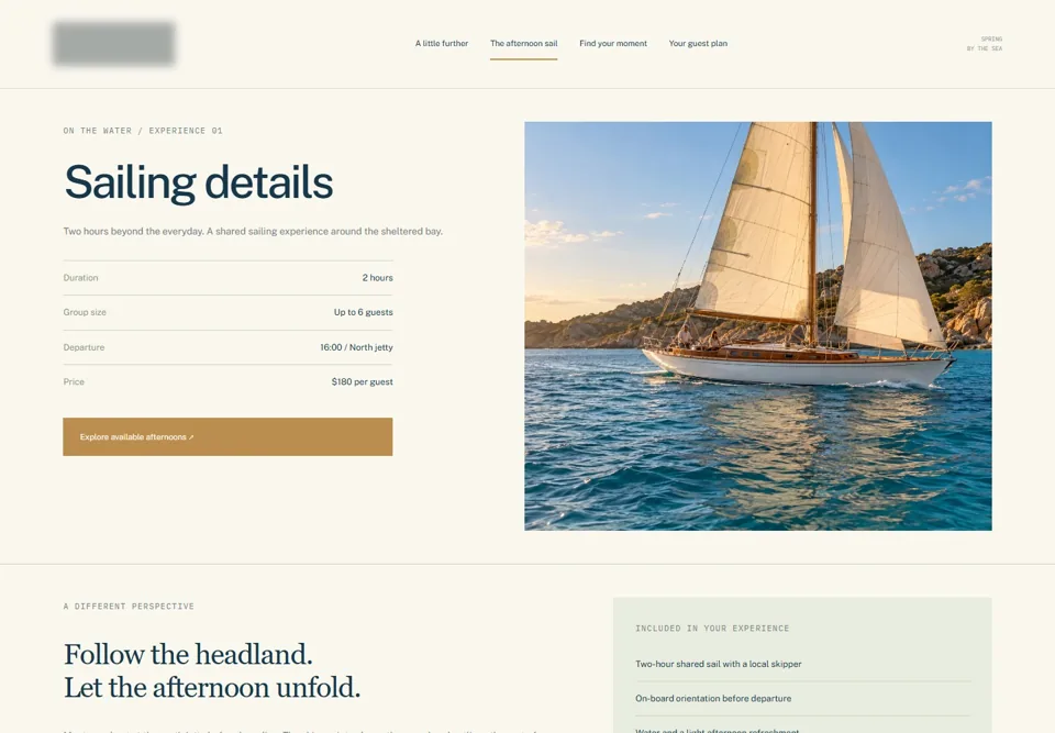 An afternoon under sail — identifying labels masked