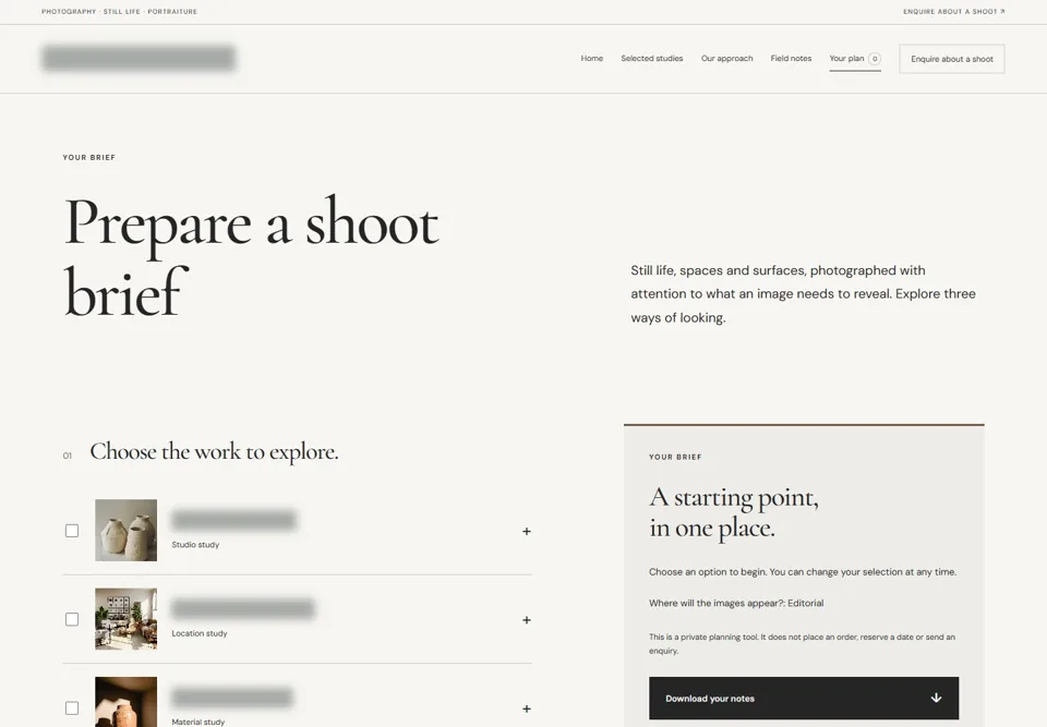 Prepare a shoot brief — identifying labels masked