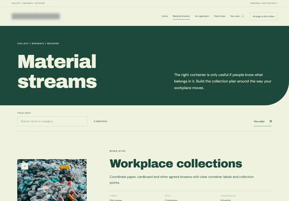 Material streams — identifying labels masked