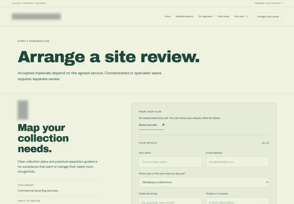 Arrange a site review — identifying labels masked