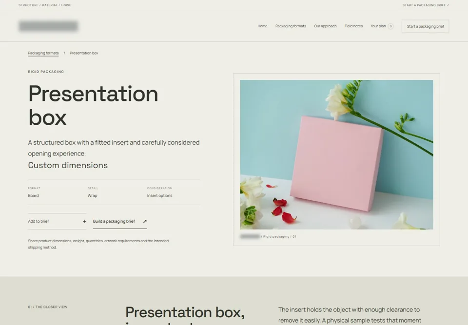 Presentation box — identifying labels masked
