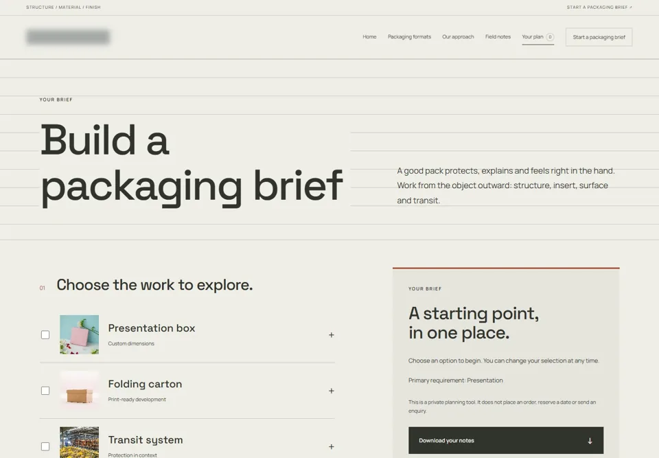 Build a packaging brief — identifying labels masked