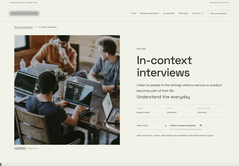 In-context interviews — identifying labels masked