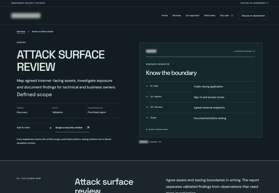 Attack surface review — identifying labels masked