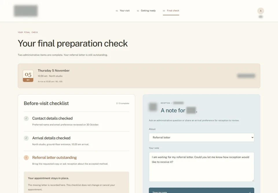Your final preparation check — identifying labels masked