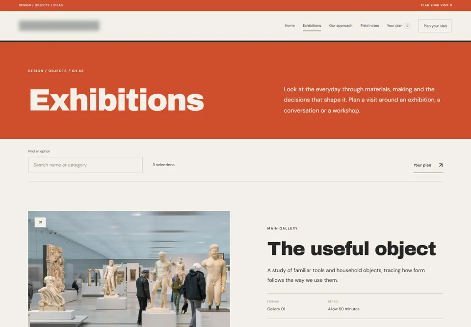 Exhibitions — identifying labels masked