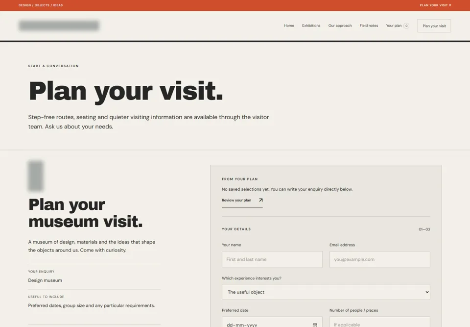 Plan your visit — identifying labels masked