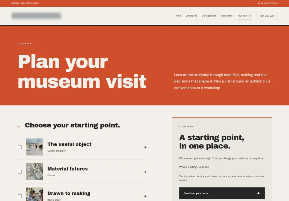 Plan your museum visit — identifying labels masked