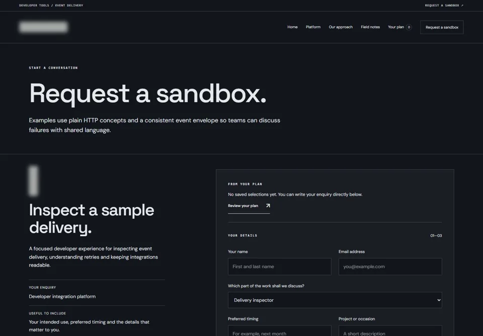 Request a sandbox — identifying labels masked