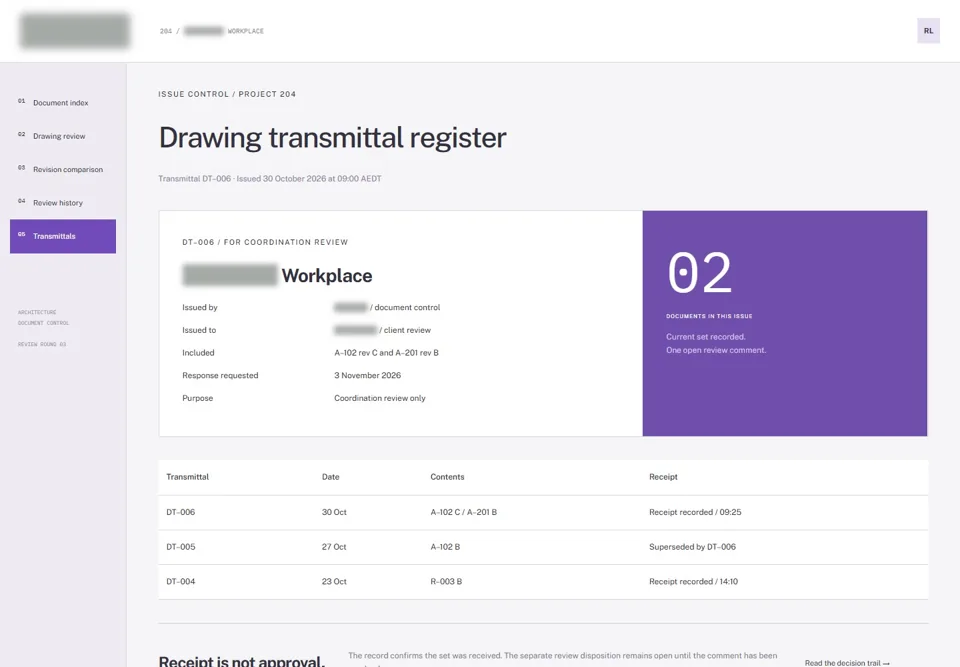 Drawing and report review: A received drawing set can still await approval.