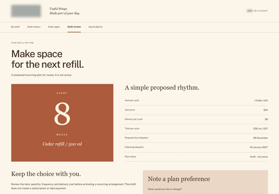 Recurring plan — identifying labels masked