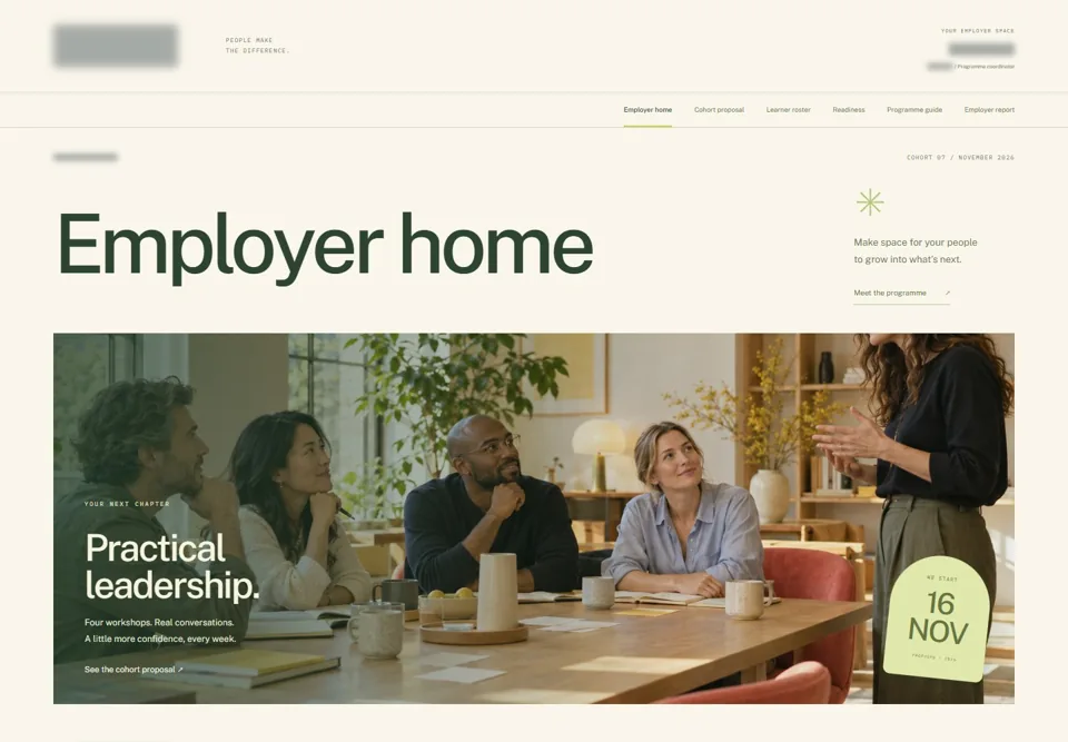 Employer home — identifying labels masked