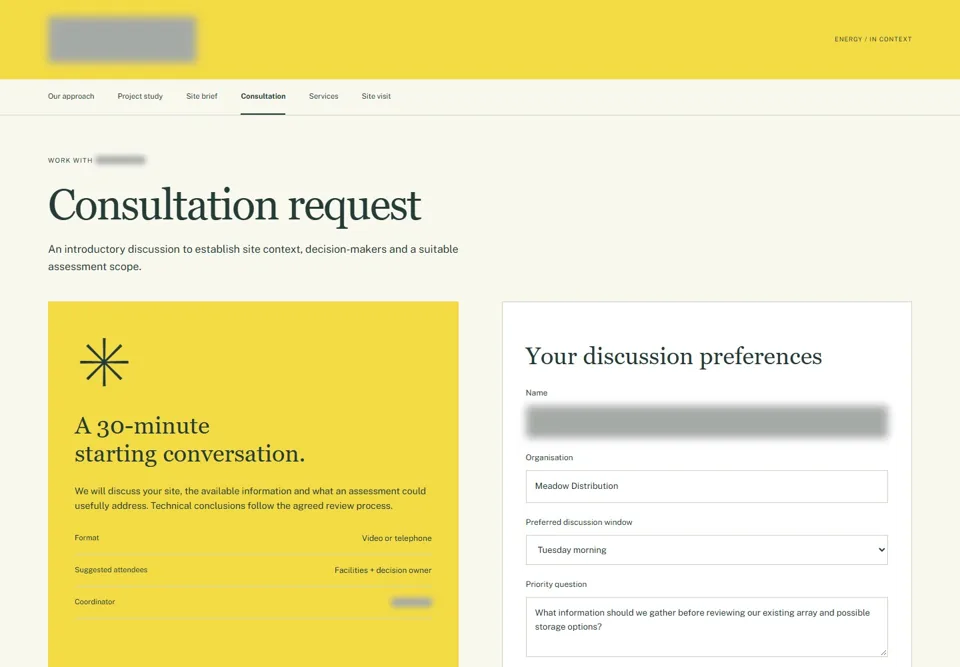 Consultation request — identifying labels masked