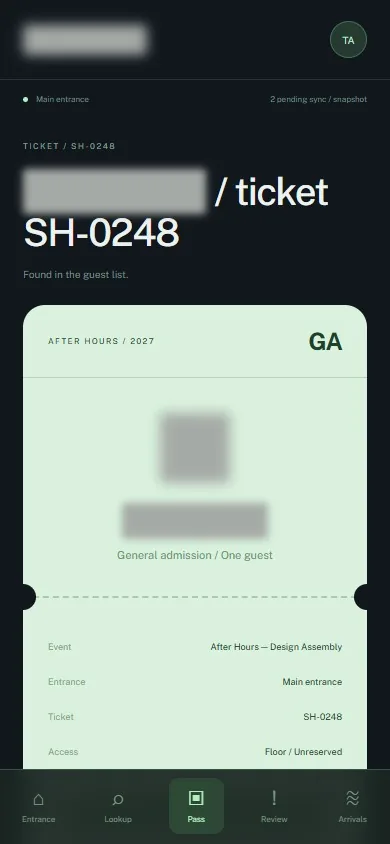 Attendee — identifying labels masked