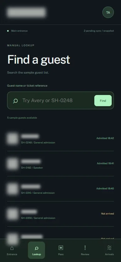 Find a guest — identifying labels masked
