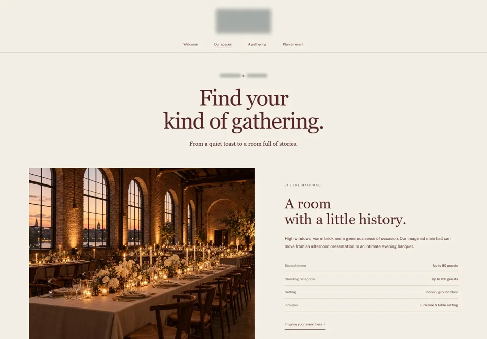 Room for your occasion — identifying labels masked