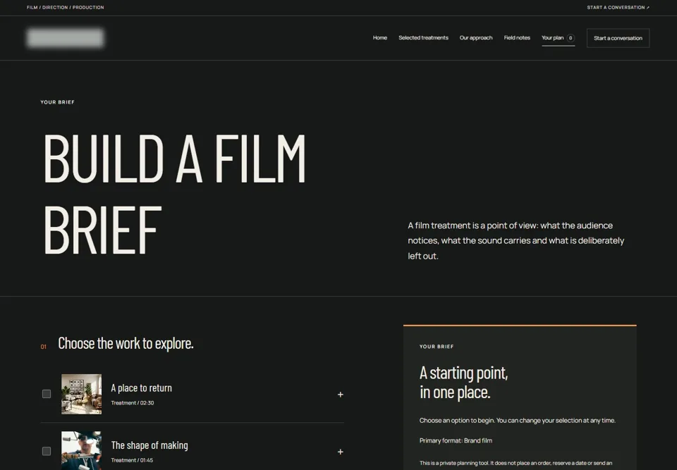 Build a film brief — identifying labels masked