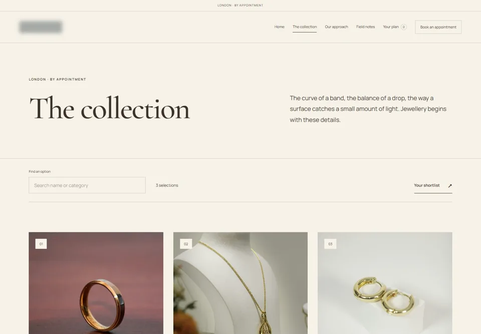 The collection — identifying labels masked