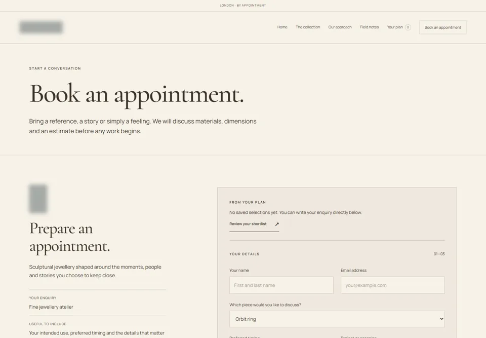 Book an appointment — identifying labels masked