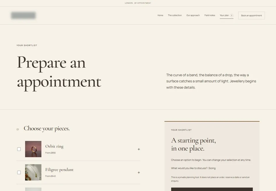 Prepare an appointment — identifying labels masked