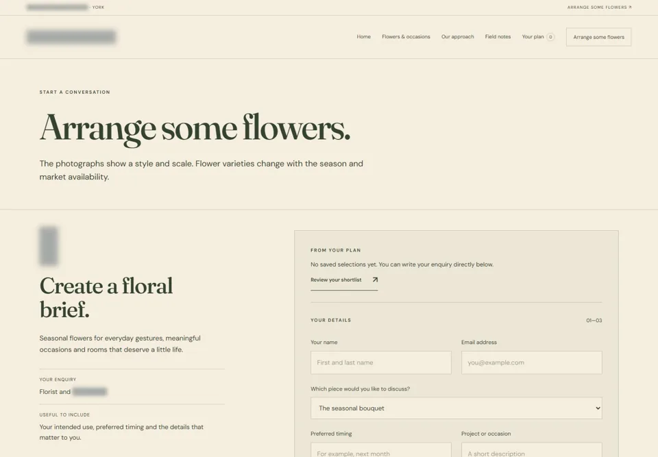 Arrange some flowers — identifying labels masked