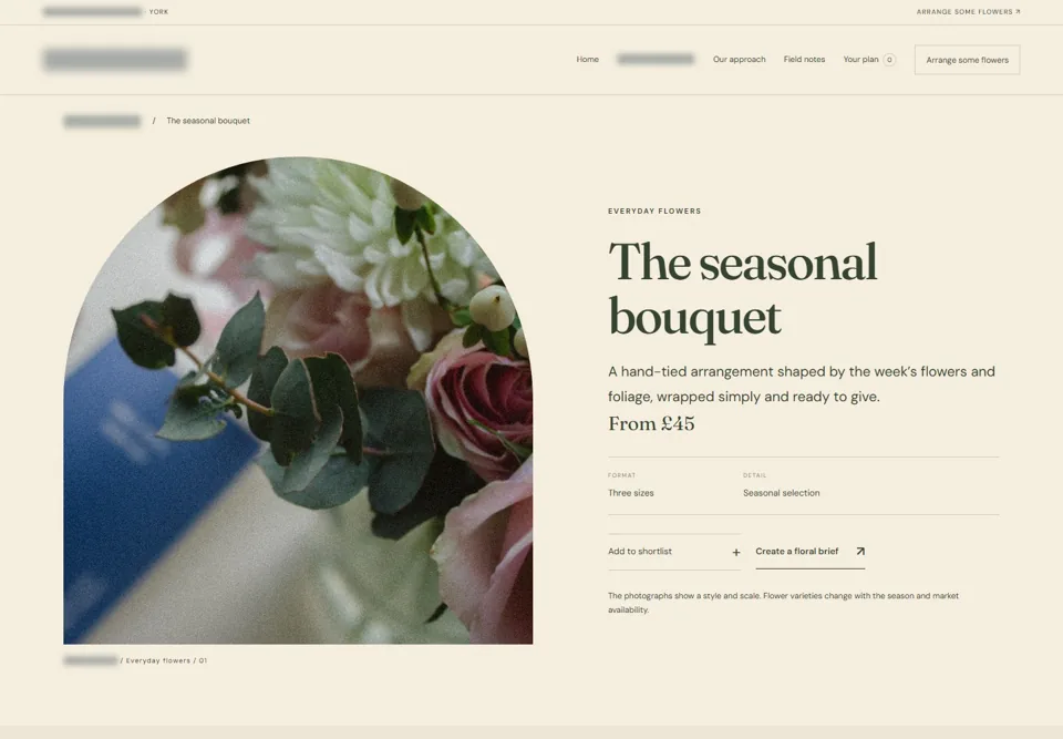The seasonal bouquet — identifying labels masked