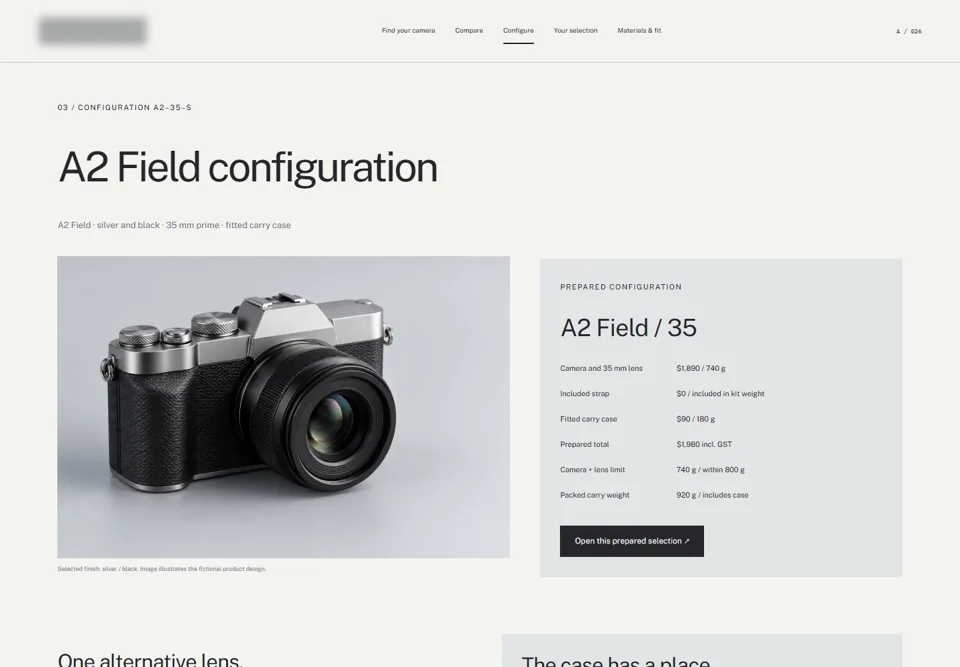 A2 Field configuration — identifying labels masked