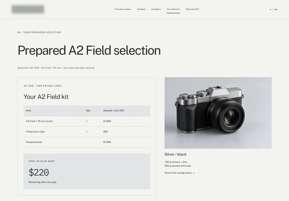 Prepared A2 Field selection — identifying labels masked