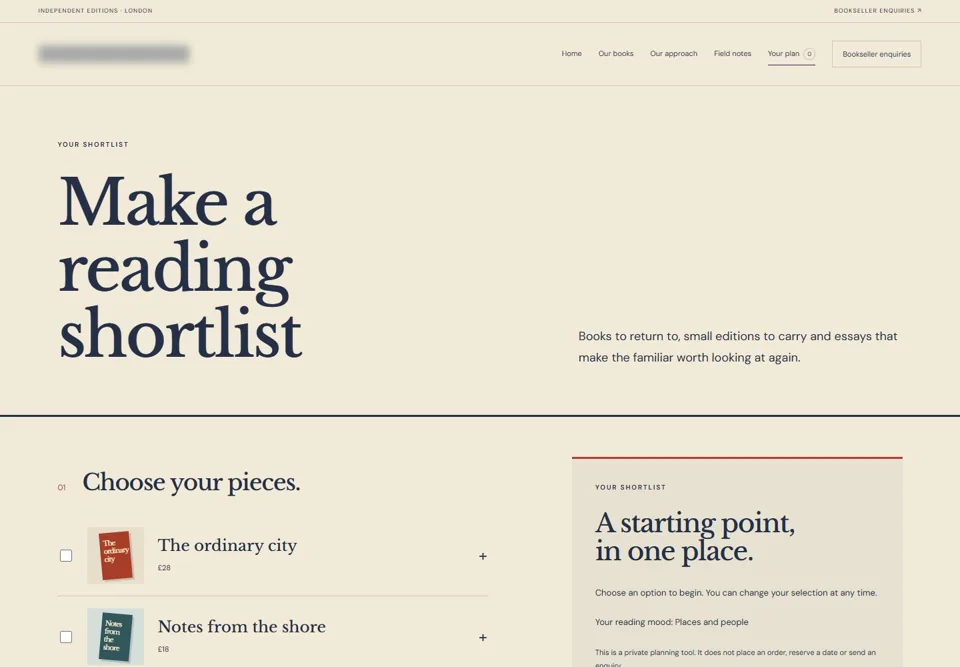 Make a reading shortlist — identifying labels masked