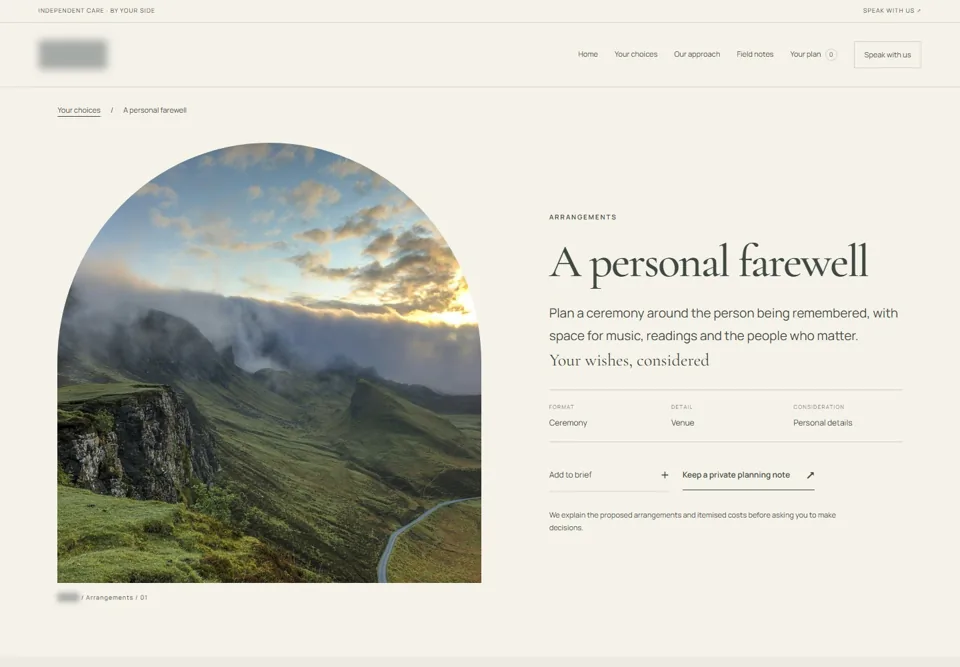 A personal farewell — identifying labels masked