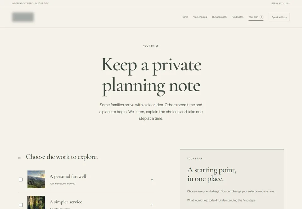 Keep a private planning note — identifying labels masked