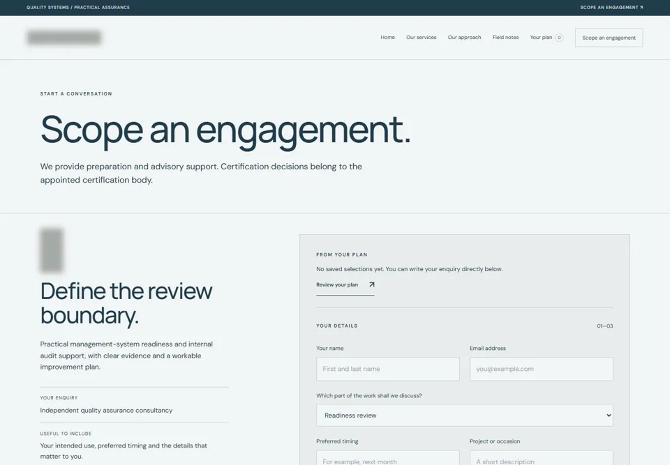 Scope an engagement — identifying labels masked