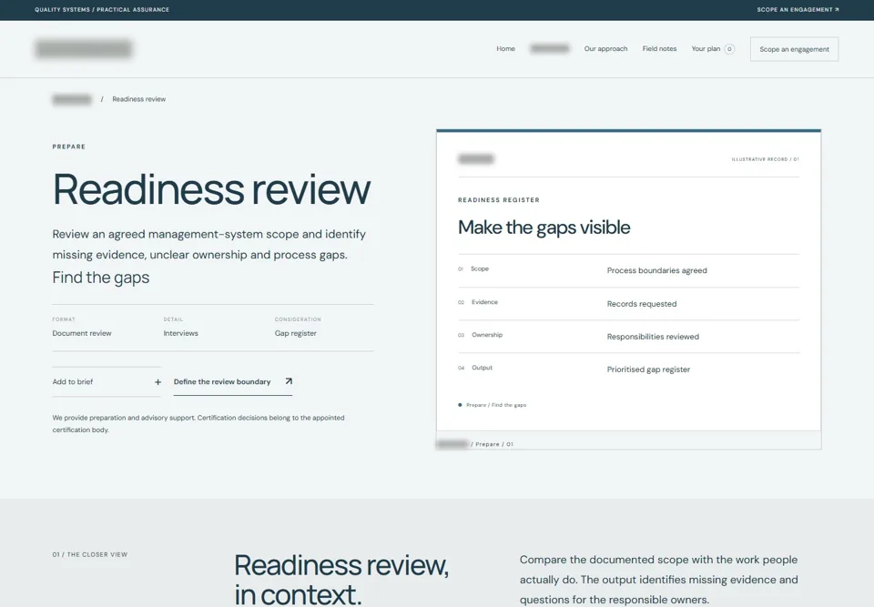 Readiness review — identifying labels masked