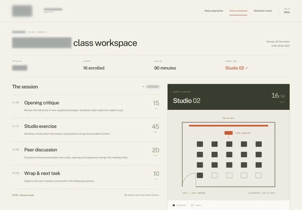 Visual Systems class workspace — identifying labels masked