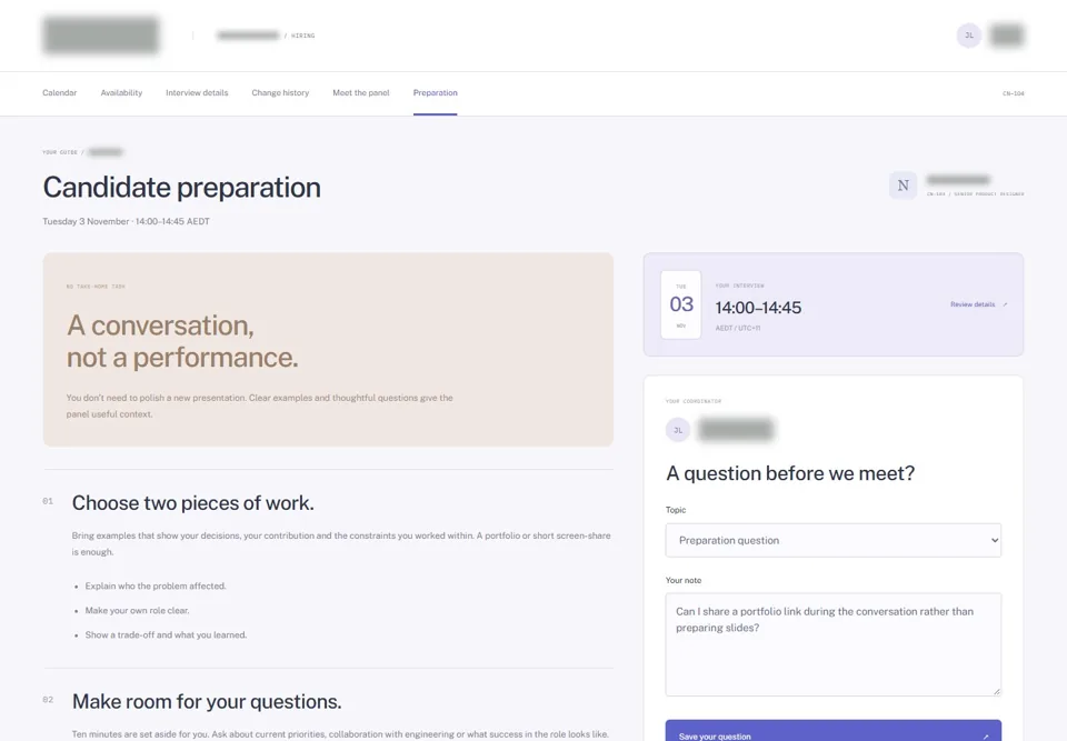 Candidate preparation — identifying labels masked