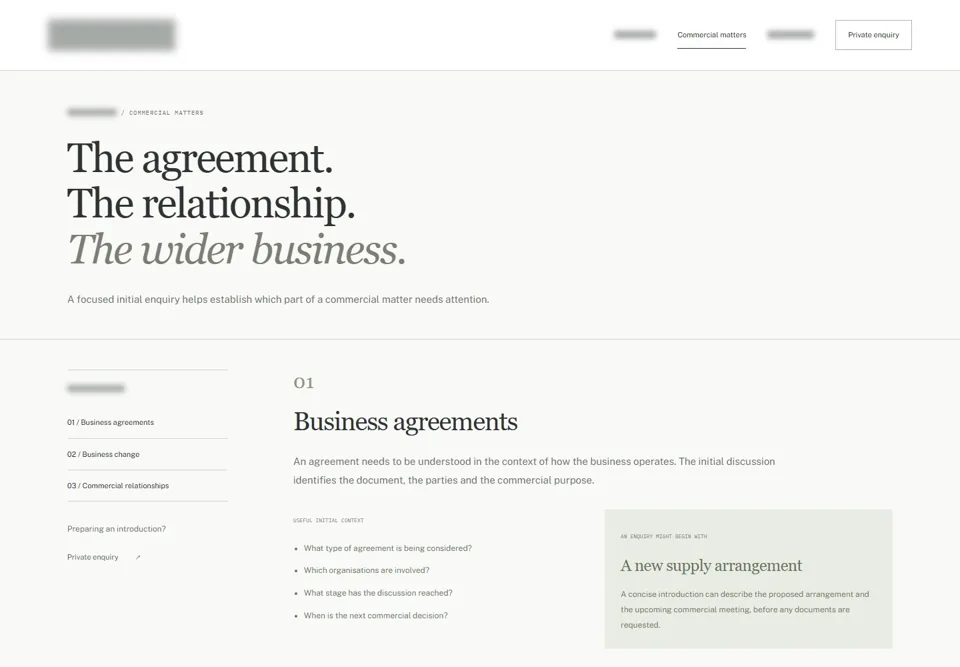 Commercial matters and initial context — identifying labels masked