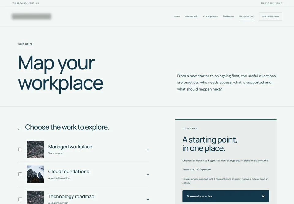 Map your workplace — identifying labels masked