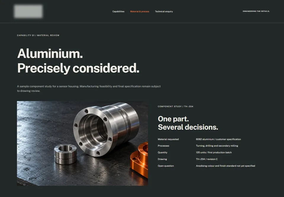 Manufacturer capability and technical RFQ: Connect capability content to the work being quoted.