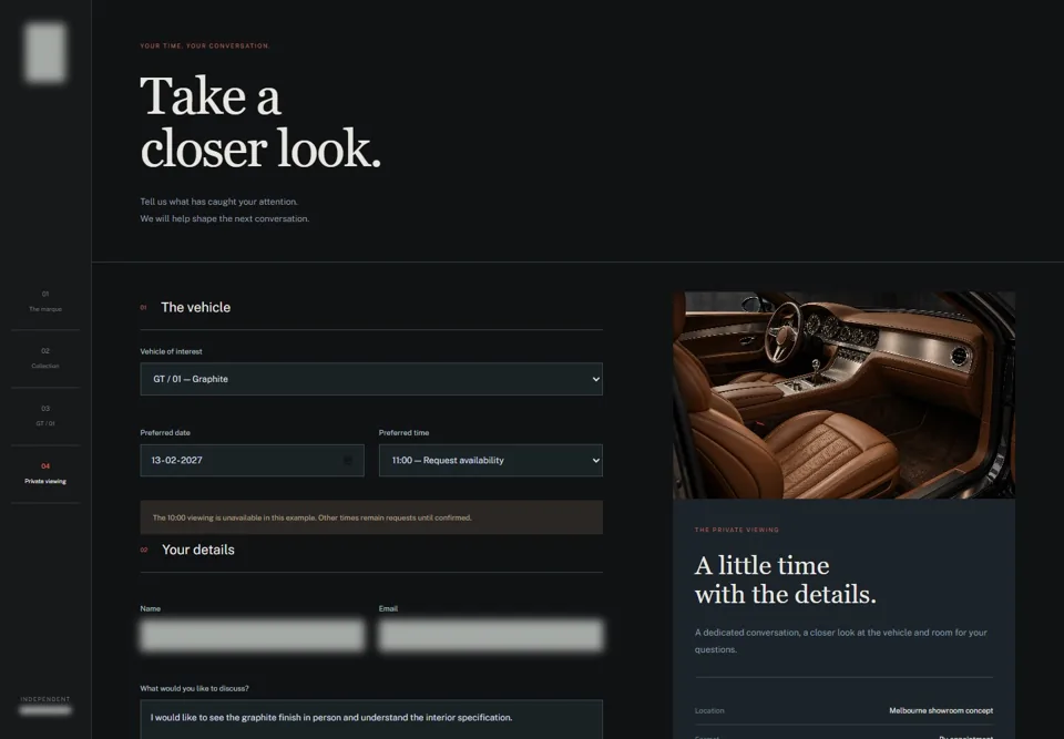 A private viewing — identifying labels masked