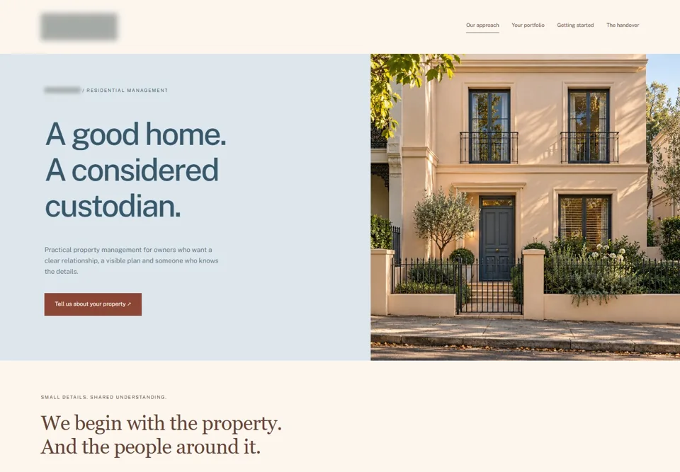 Property management with a personal centre — identifying labels masked