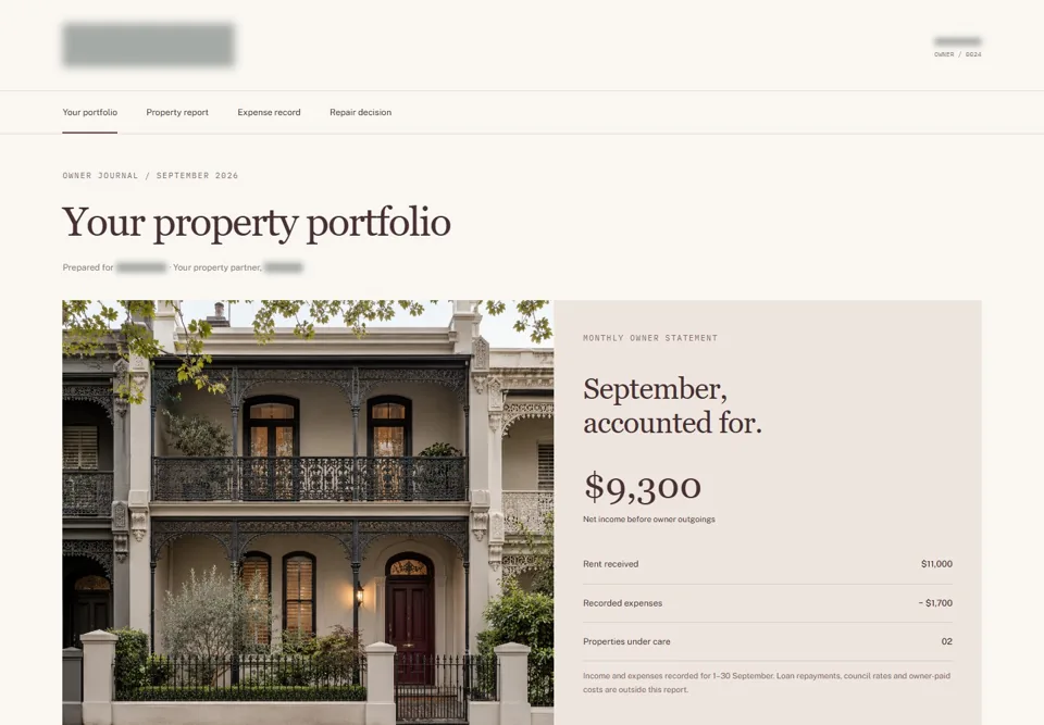 Your property portfolio — identifying labels masked