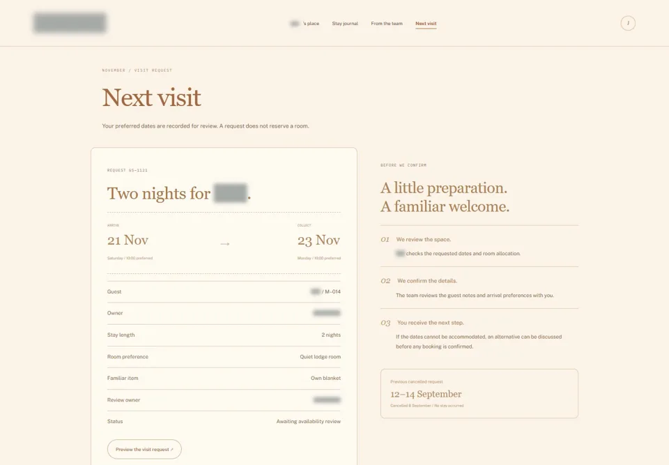 Next visit — identifying labels masked