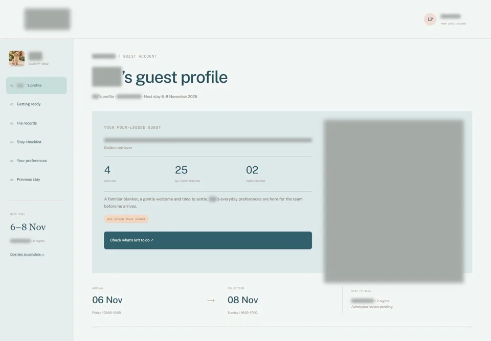 Otis’s guest profile — identifying labels masked